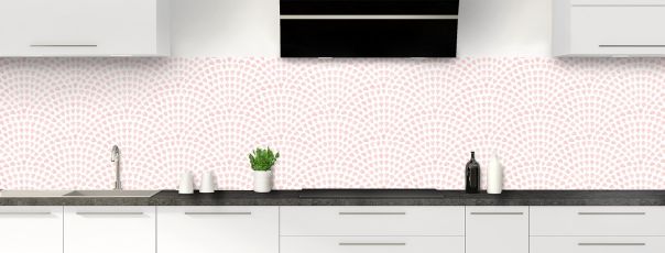 Crédence de cuisine Mosaique petits coeurs couleur Quartz rose panoramique