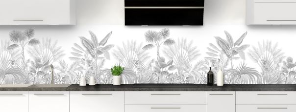 Illustration forêt tropicale pour déco de cuisine végétale tendance feuilles de palmier déclinée en 18 couleurs
