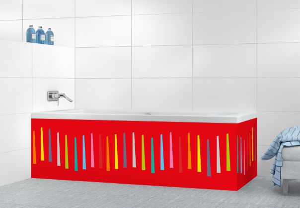 Panneau tablier de bain Barres colorées couleur Rouge vermillon