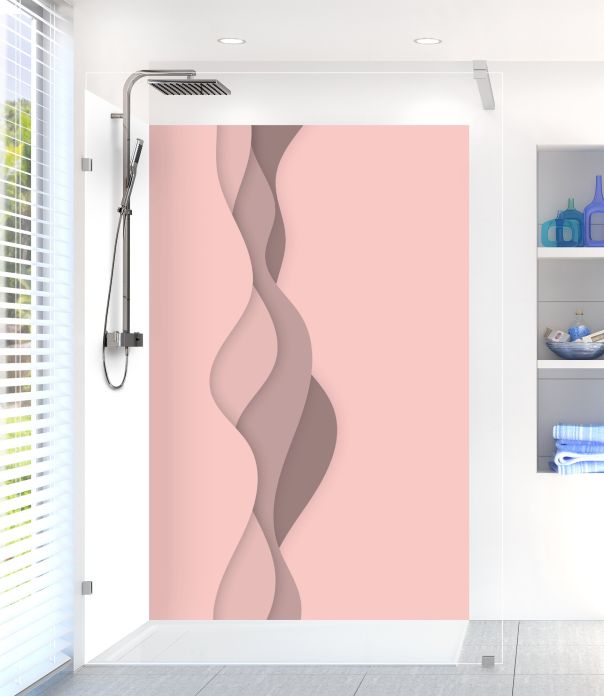 Panneau de douche Vagues couleur Quartz rose motif inversé