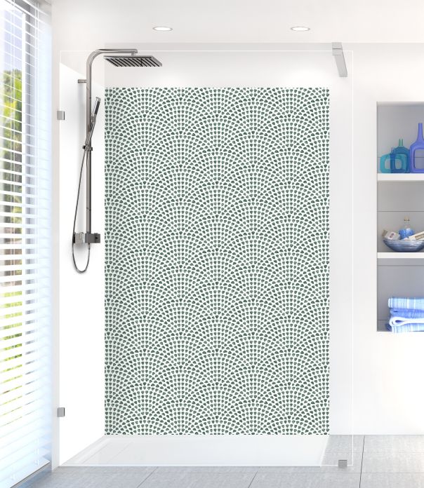 Panneau de douche Mosaïque petits cœurs couleur Vert avocat