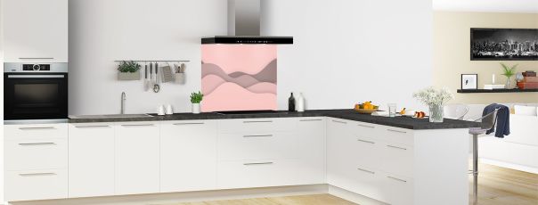 Crédence de cuisine Vagues couleur Quartz rose fond de hotte en perspective