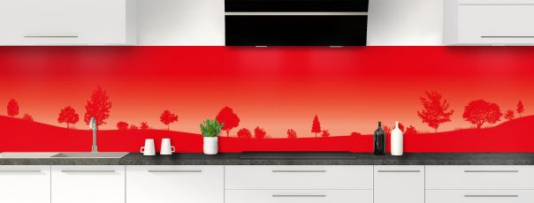 Crédence de cuisine Paysage couleur Rouge vermillon panoramique