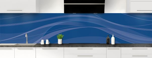 Crédence de cuisine Voilage couleur Bleu électrique panoramique motif inversé