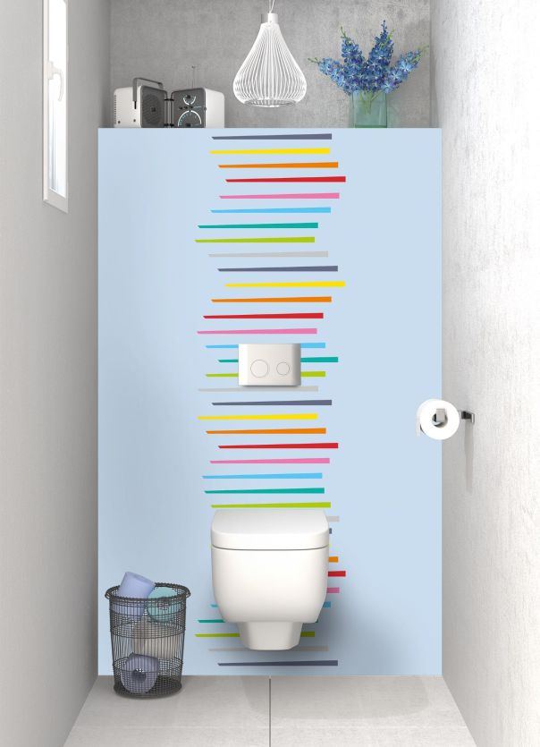 Panneau WC Barres colorées couleur Bleu dragée