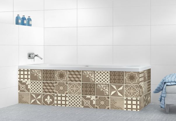 Panneau tablier de bain Carreaux de ciment trendy chic taupe