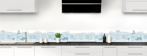 Crédence de cuisine La rue couleur Bleu paon frise motif inversé
