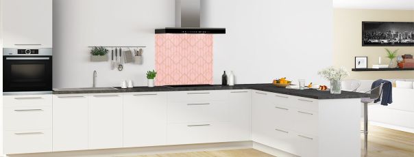 Crédence de cuisine Gatsby couleur Quartz rose fond de hotte en perspective