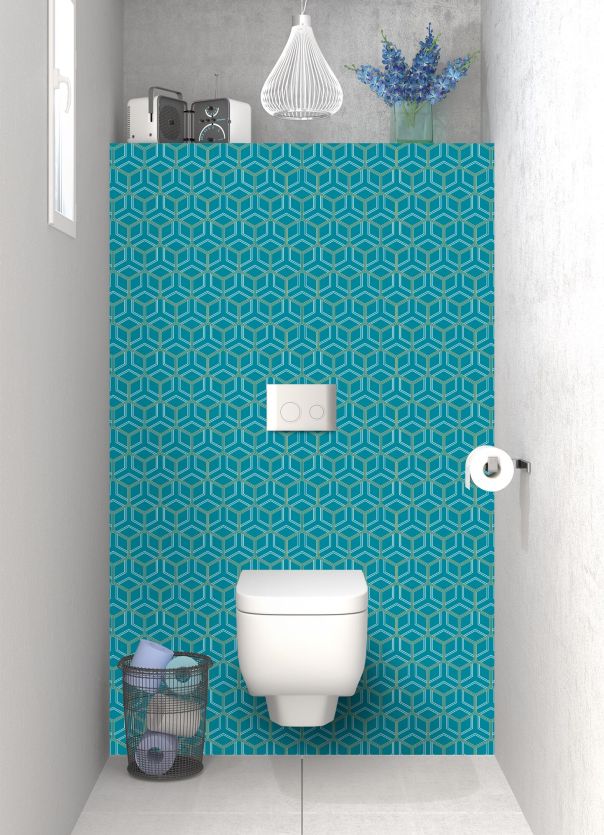 Panneau WC Mailles doré couleur Bleu paon