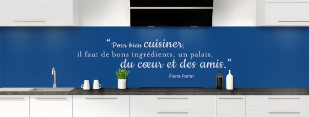 Crédence de cuisine Bien cuisiner couleur Bleu électrique panoramique