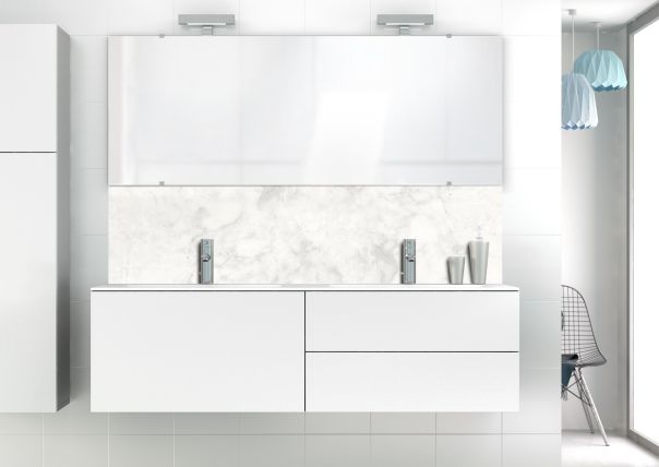 Décor marbre de salle de bain gris clair, effet marbré, sur mesure à coller derrière lavabo