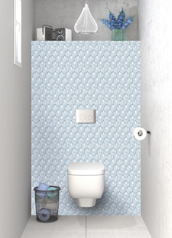 Panneau WC Cubes rayés  couleur Bleu électrique