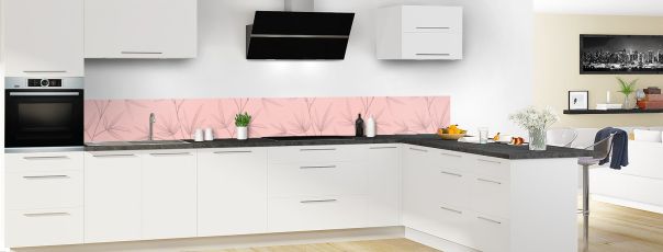 Crédence de cuisine Brindilles couleur Quartz rose frise en perspective