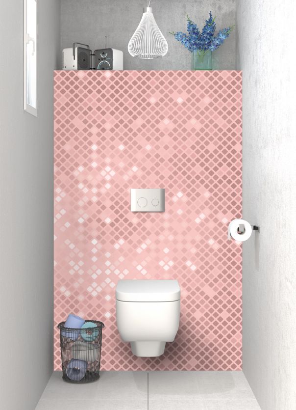 Panneau WC Diamants brillants couleur Quartz rose motif inversé