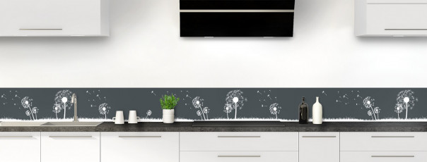 Crédence de cuisine Pissenlit au vent couleur gris carbone dosseret motif inversé