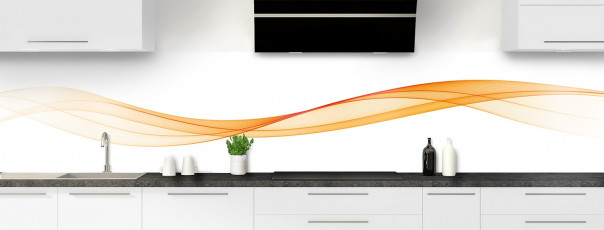 Crédence de cuisine Vague graphique couleur abricot panoramique motif inversé