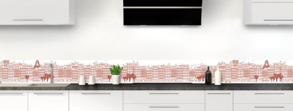 Crédence de cuisine Paris couleur Rouge grenat frise motif inversé