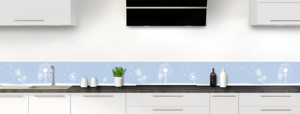 Crédence de cuisine Pissenlit au vent couleur bleu azur dosseret motif inversé