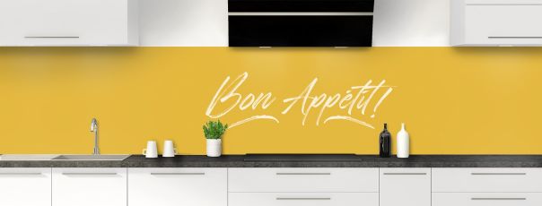 Crédence de cuisine Bon appétit couleur Curcuma panoramique