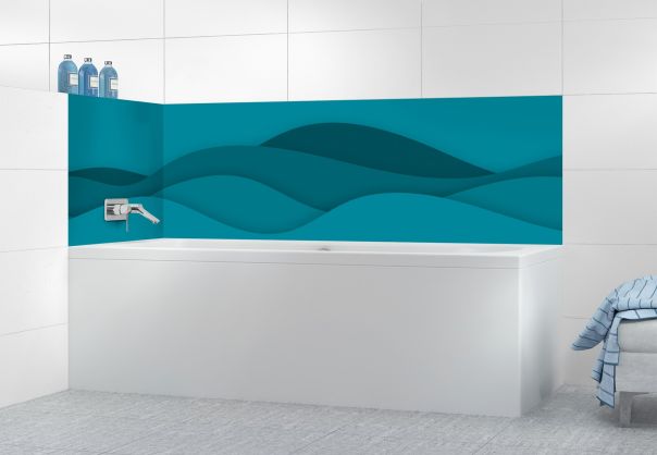 Panneau de bain Vagues couleur Bleu paon motif inversé