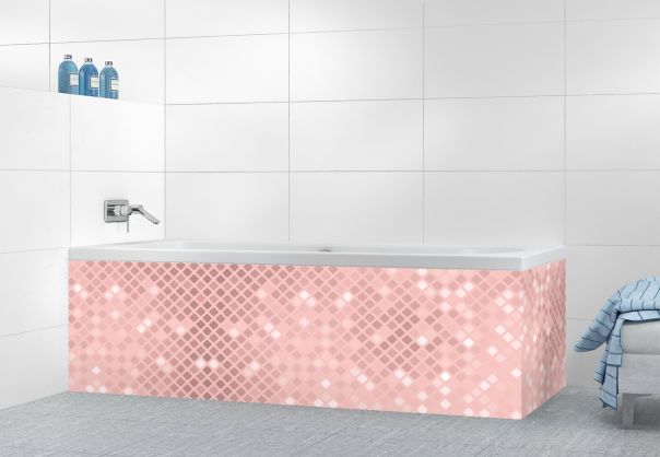 Panneau tablier de bain Diamants brillants couleur Quartz rose motif inversé