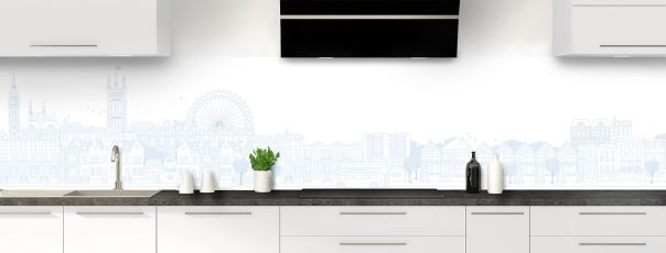 Crédence de cuisine Londres couleur Bleu dragée panoramique