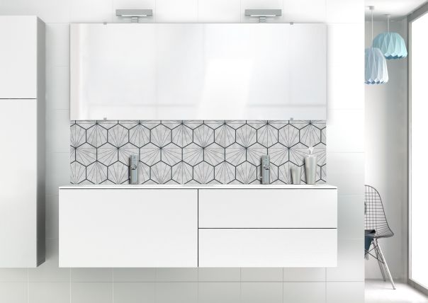 Panneau vasque Carreaux de ciment hexagonaux couleur Gris perle