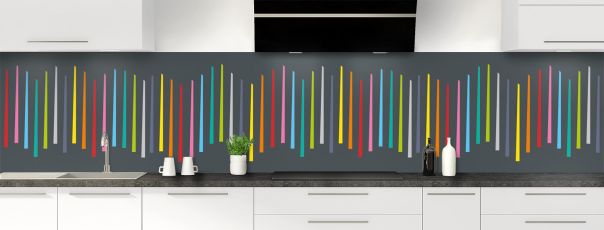 Crédence de cuisine Barres colorées couleur Gris anthracite panoramique motif inversé