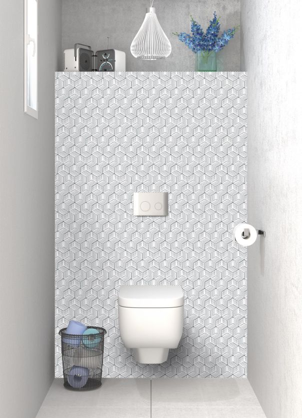 Panneau WC Cubes rayés  couleur Gris anthracite