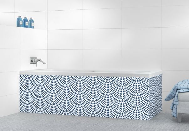 Panneau tablier de bain Mosaïque petits cœurs couleur Bleu nuit