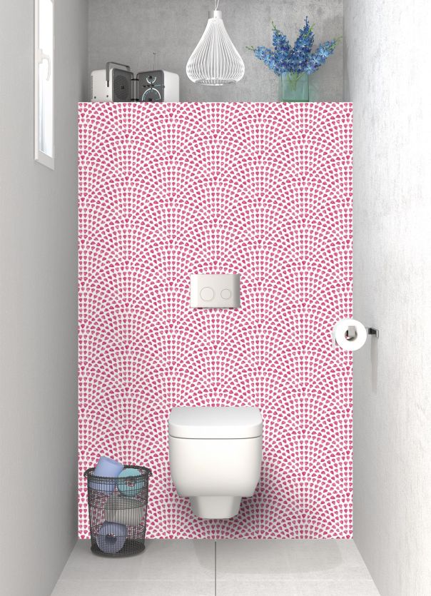 Panneau WC Mosaïque petits cœurs couleur Saphir rose