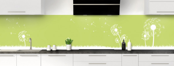 Crédence de cuisine Pissenlit au vent couleur vert olive panoramique motif inversé