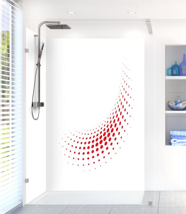 Panneau de douche Nuage de points couleur Rouge vermillon motif inversé