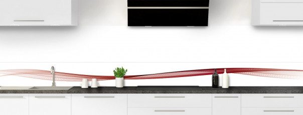 Crédence de cuisine Vague graphique couleur rouge carmin dosseret motif inversé