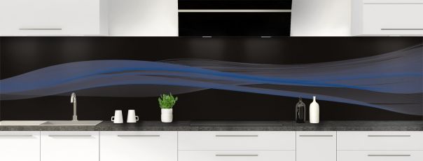 Crédence de cuisine Lignes design couleur Bleu électrique panoramique motif inversé