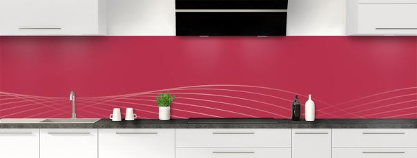 Crédence de cuisine Courbes couleur Rose grenade panoramique motif inversé