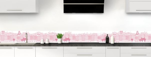 Crédence de cuisine Paris couleur Saphir rose frise motif inversé