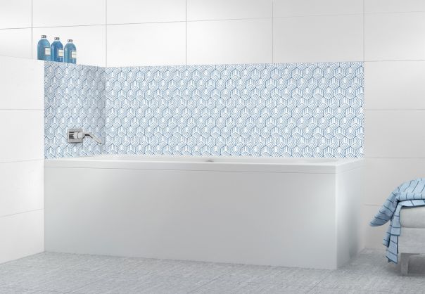 Panneau de bain Cubes rayés  couleur Bleu électrique
