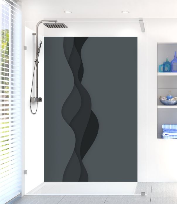 Panneau de douche Vagues couleur Gris anthracite motif inversé