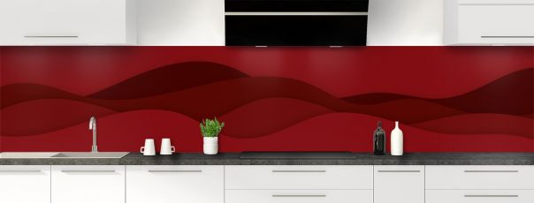 Crédence de cuisine Vagues couleur Rouge grenat panoramique