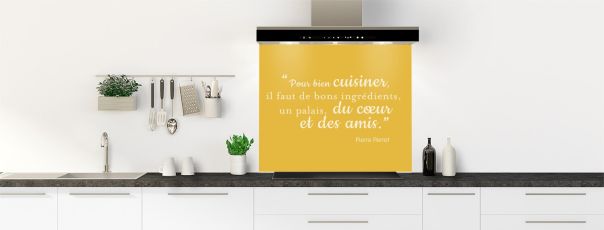 Crédence de cuisine Bien cuisiner couleur Curcuma fond de hotte