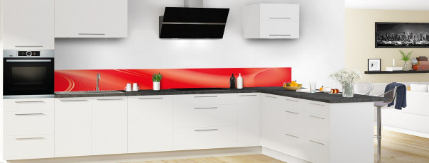 Crédence de cuisine Volute couleur rouge vif dosseret motif inversé en perspective