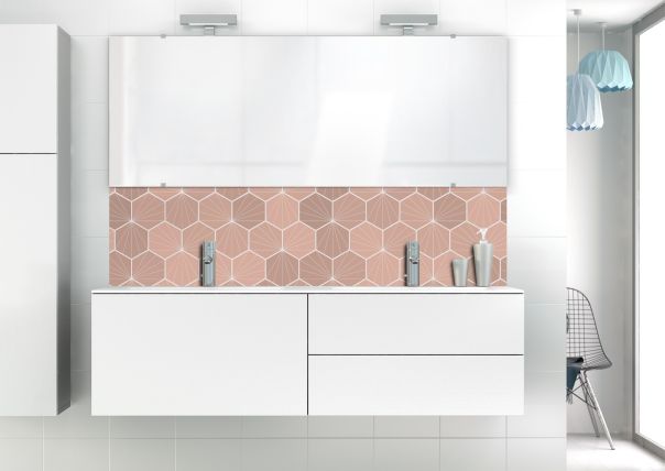 Panneau vasque Carreaux de ciment hexagonaux blush