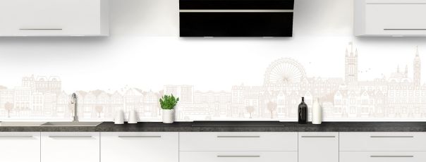 Crédence de cuisine Londres couleur Grège panoramique motif inversé