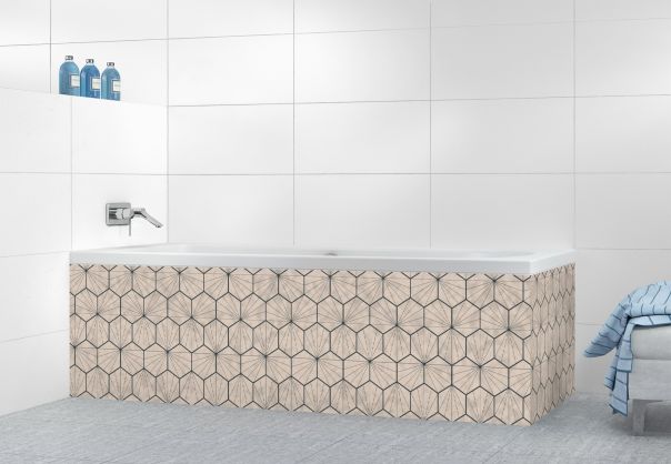 Panneau tablier de bain Carreaux de ciment hexagonaux couleur Grège