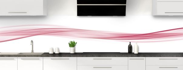 Crédence de cuisine Vague graphique couleur Saphir rose panoramique motif inversé