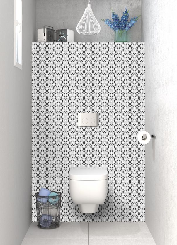 Panneau WC Hexagones  couleur Gris perle