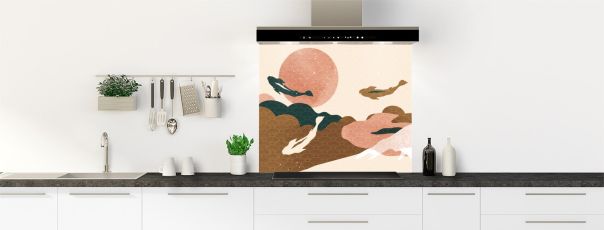 Crédence de cuisine Poissons japonais fond de hotte motif inversé