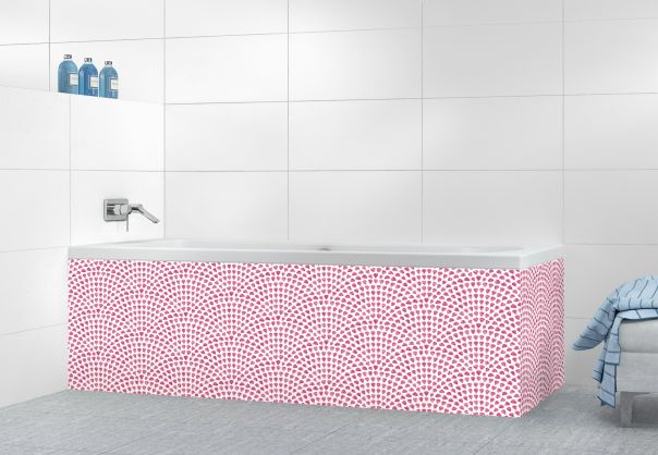Panneau tablier de bain Mosaïque petits cœurs couleur Saphir rose