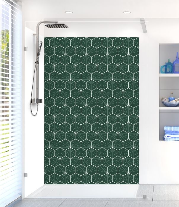 Panneau de douche Carreaux de ciment hexagonaux couleur Vert avocat